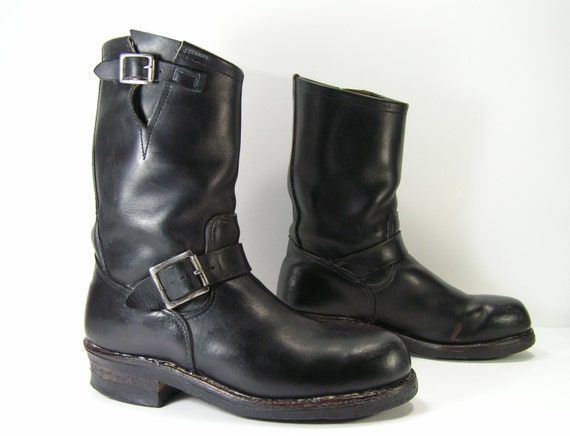 steel toe harness cowboy boots mens 8 D black womens 10