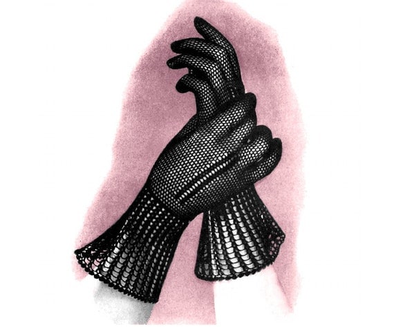 Vintage Crochet Pattern Glove 1930s Lacy Mesh Wedding Burlesque Evening Digital Download PDF