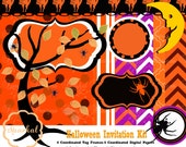 Halloween Invitation Kit DIY Matching Frame Tags Party Paper Invitation backgrounds Halloween Clipart Party Invitations Instant Download Il_170x135