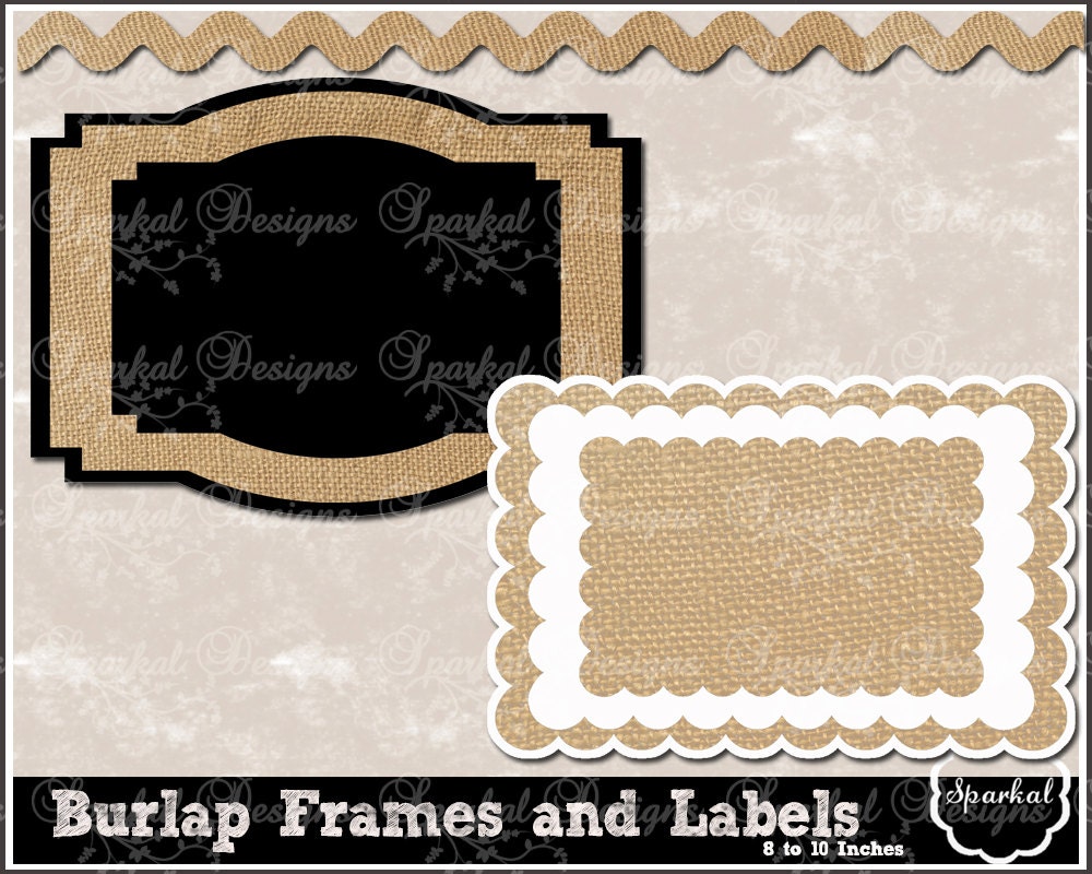 Burlap Labels & Frames Burlap Banner Scallop Border Digital
