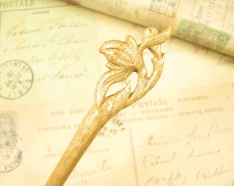 Handmade Wooden Hair Stick - Peach Blossom