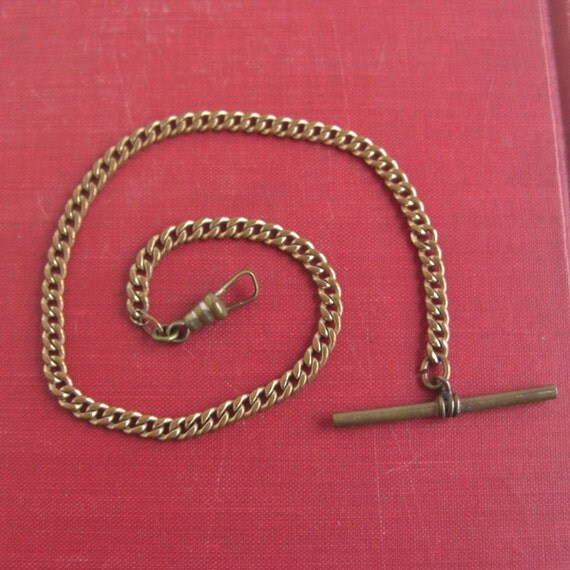 Antique Pocket Watch Chain w/ T Bar 1/20 12KT Gold Filled