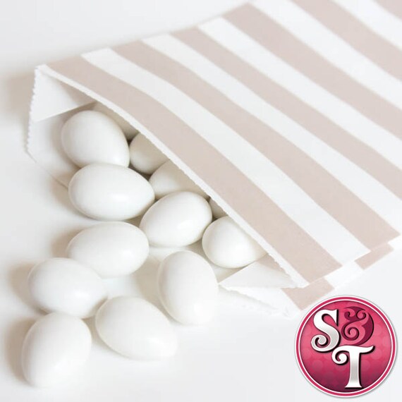 Rugby Stripe Greige Goodie Favor Treat Bags - Qty 12 Il_570xn