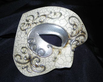 Phantom of the Opera Mask in Silver and Ivory