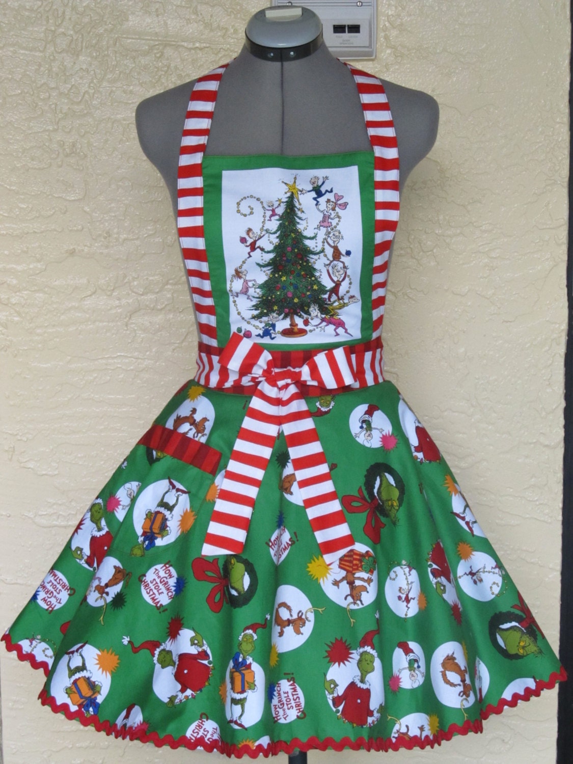 Sale The Grinch Apron Vintage Inspired Apron Grinchmas