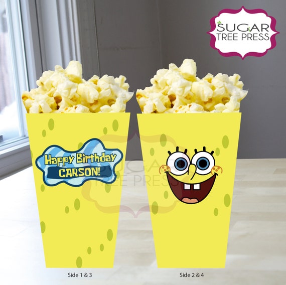 Items similar to 24 Spongebob Squarepants Inspired Popcorn Boxes on Etsy