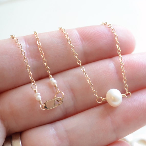 White Pearl Choker Freshwater Pearl Necklace Floating