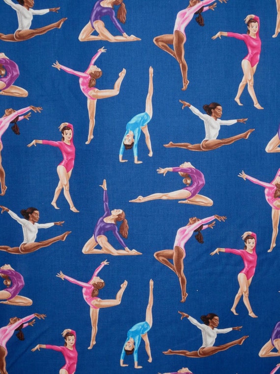 Gymnastic Girls Print Pure Cotton Fabric from Timeless