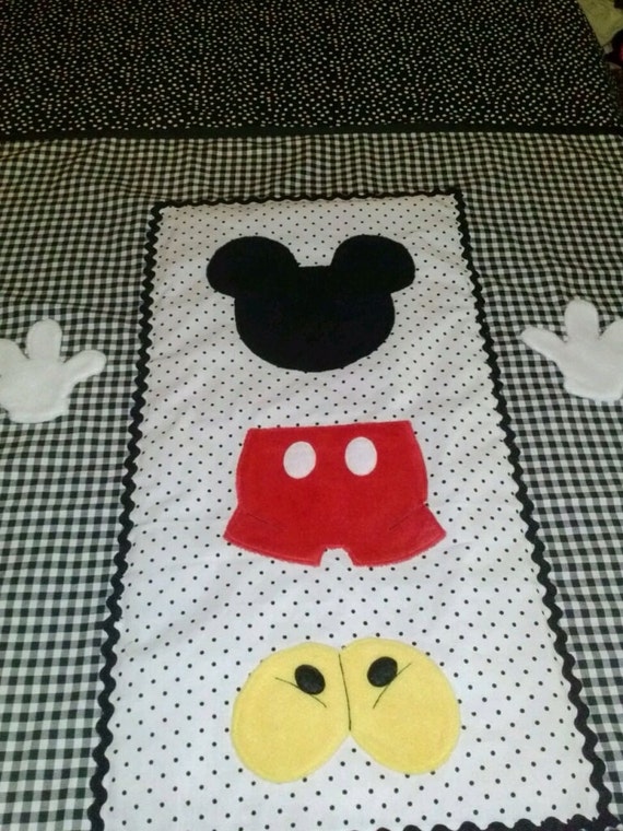 Mickey Mouse Black and White Crib Quilt by BetsysBabyBoutique19