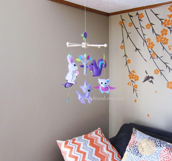 Baby Crib Mobile Baby Mobile Wood Hanger Nursery Felt