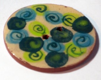 Handmade ceramic buttons - blue and turquoise pottery button C30