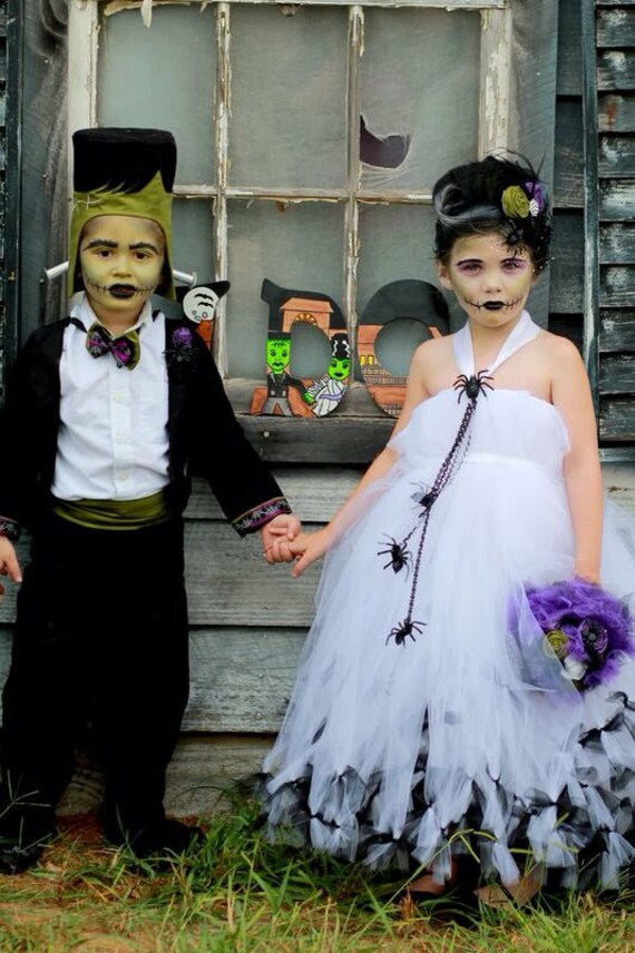 Halloween Costume Bride of Frankenstein Tutu Dress Kids