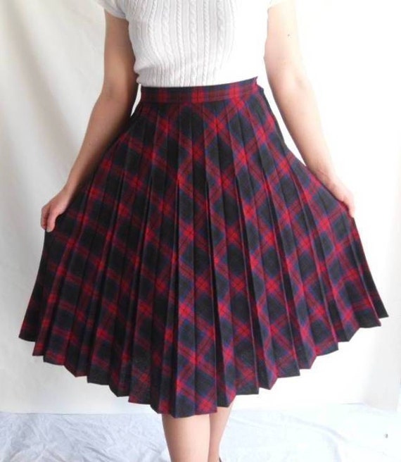 School Uniform Skirt Red Plaid Wool Blend by Sag Harbor USA