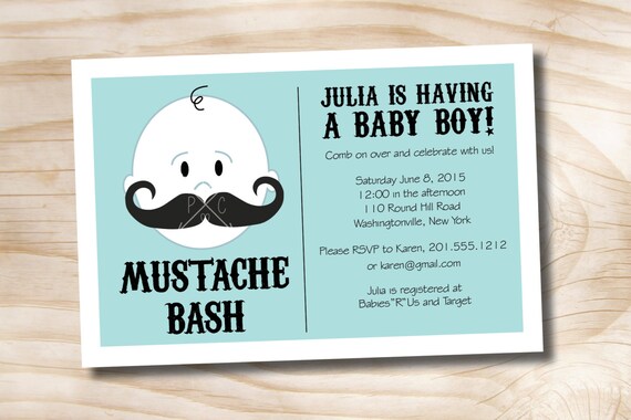 MUSTACHE BASH Boy Baby Shower Invitation Printable diy Customizable Il_570xn