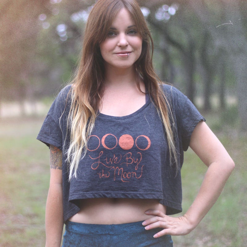 Moon Phase Crop Top in Grey