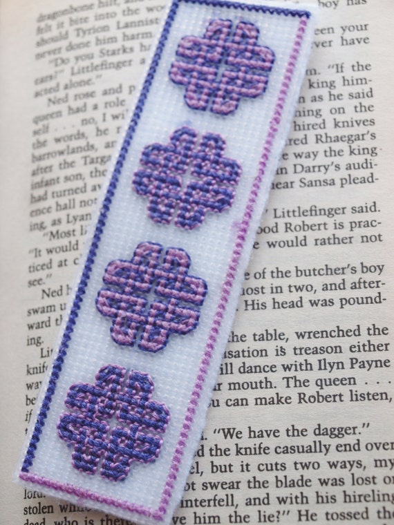 Items similar to Cross Stitch Bookmark Purple Celtic Knot on Etsy