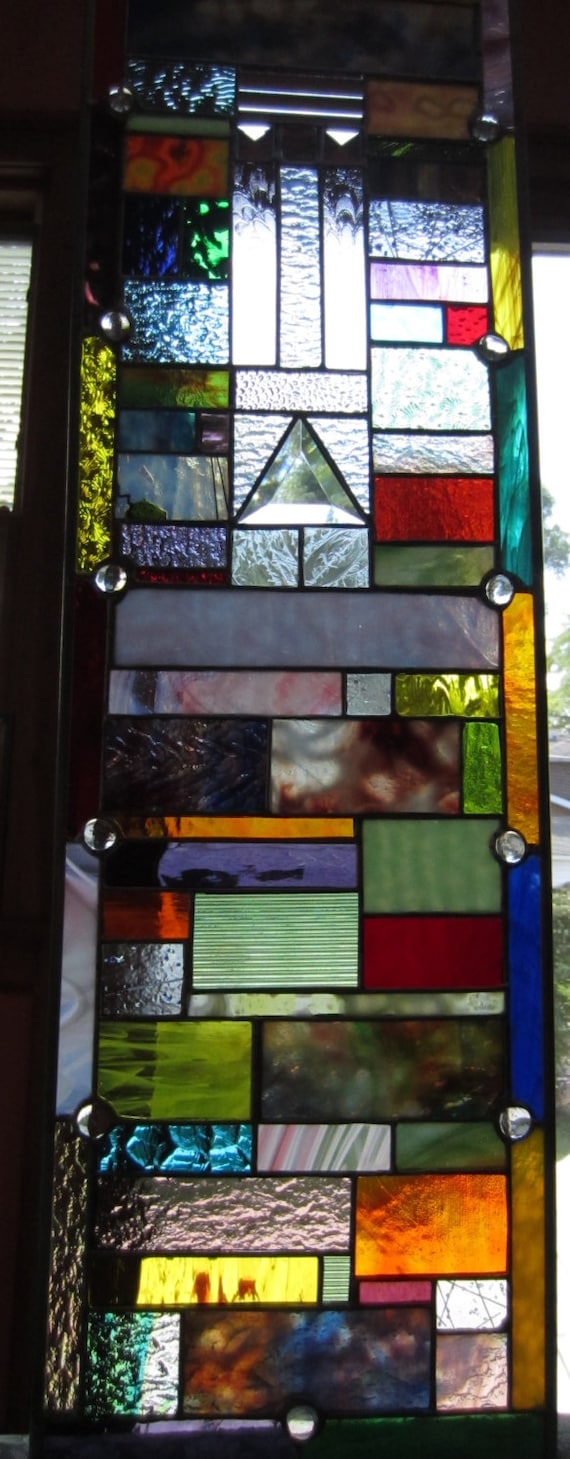 Fluorescent Light Cover Stained Glass Panel Fireplace Mantle