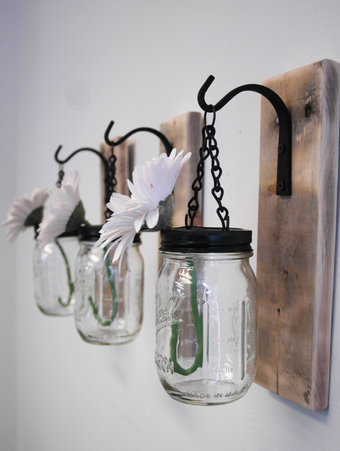 Individual Hanging Mason Jar Wall Decor by PineknobsAndCrickets