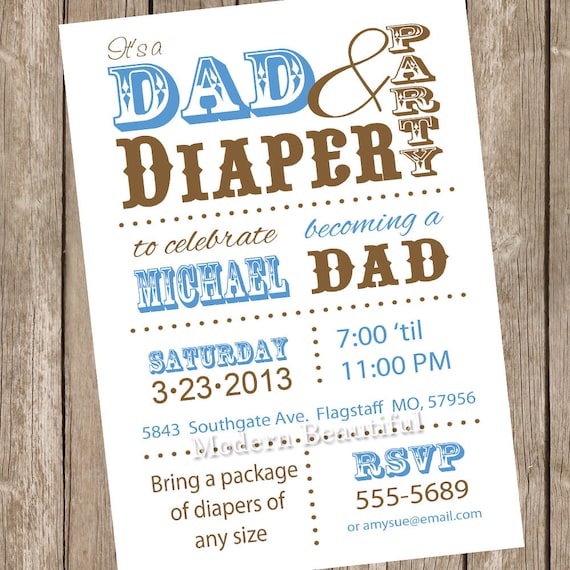 Dad diaper baby shower invitation, diaper baby shower, dad baby shower ...