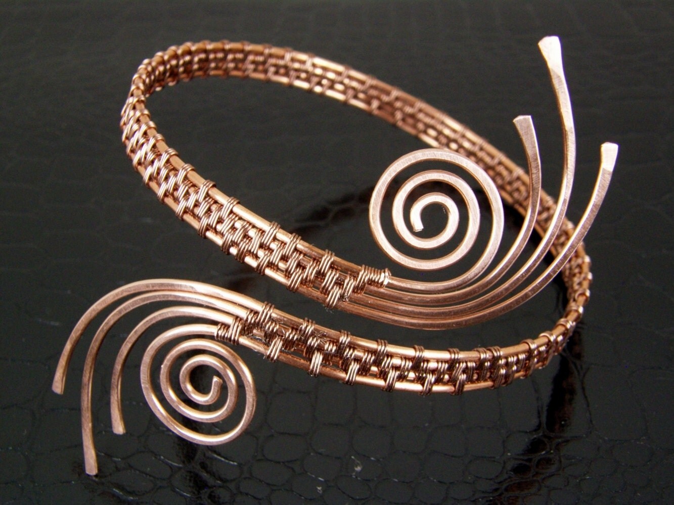 Copper Upper Arm Cuff Armlet Arm Band Bracelet with Spiral