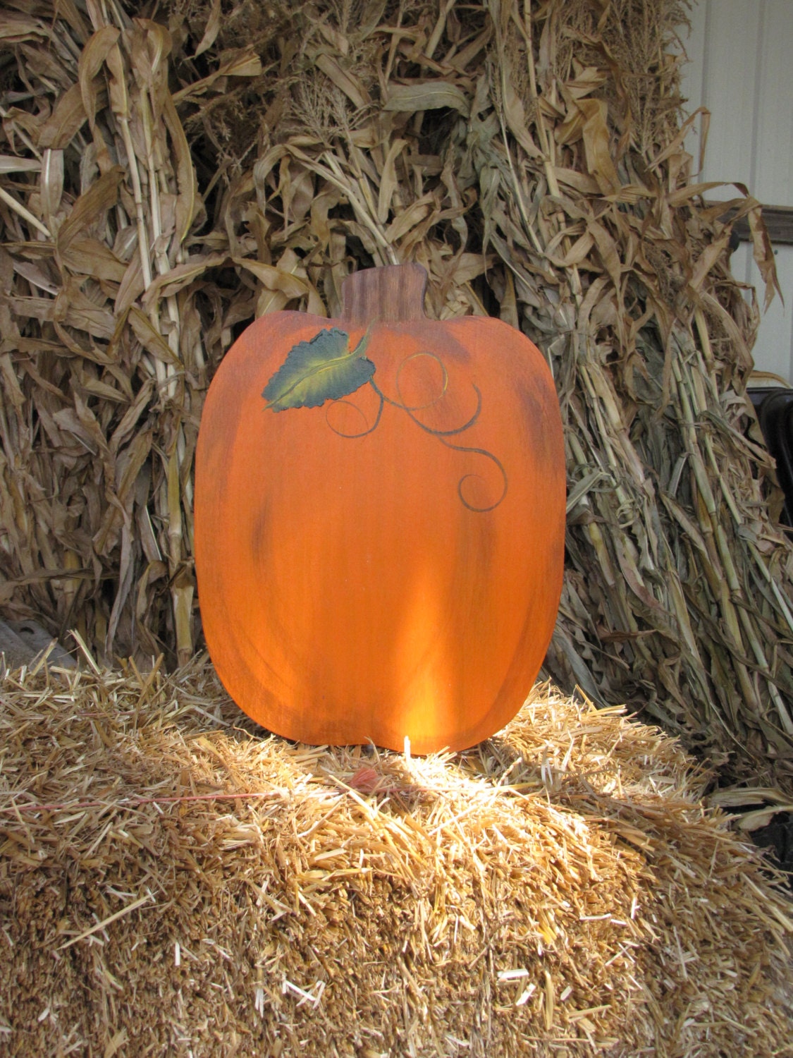 Large Tall Wooden Pumpkin