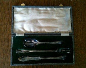 Vintage English Silver Plated Single Dining Cutlery Set Boxed up circa 1930-50's / English Shop