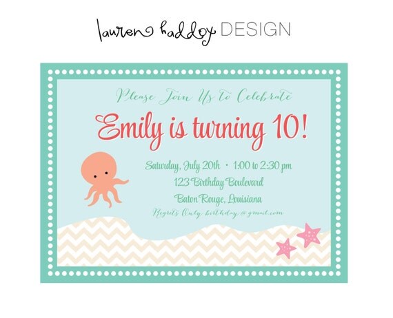 DIY, Beach Party INVITATION Il_570xn