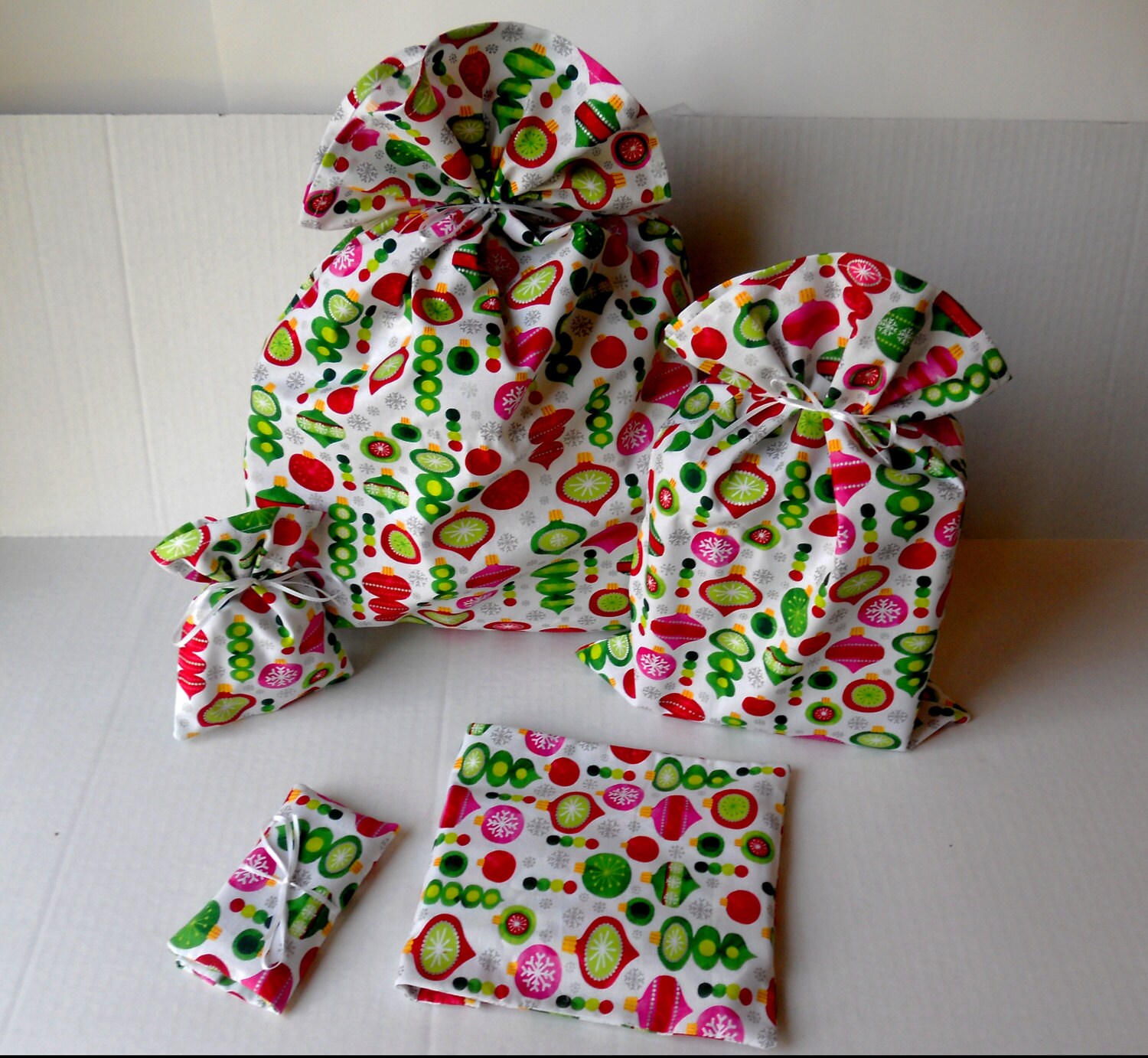 set of five fabric christmas gift bags reusable eco set of five fabric christmas gift bags reusable eco