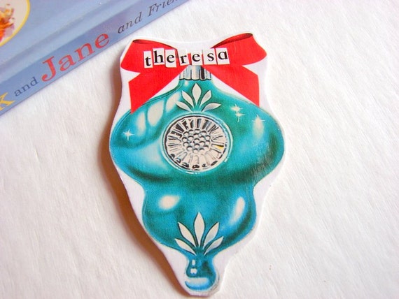 Christmas Brooch Ornament Or Magnet  Retro Aqua by mimiandlucy