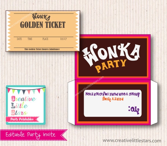 Willy Wonka Birthday Invite DIY Printable - INSTANT DOWNLOAD Il_570xn