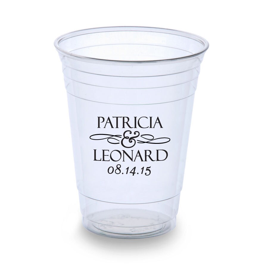250 Personalized 16oz Disposable Plastic Cups Wedding Favor