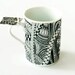 Black and white mug zentangle doodle porcelain coffee tea