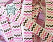 Happy Harvest Autumn gllitter pink and brown chevron on white 3/8" grosgrain ribbon THANKSGIVING FALL TURKEYS Il_170x135