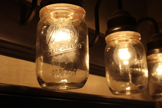Mason Jar Vanity Light // Brushed Nickel // Rustic Decor