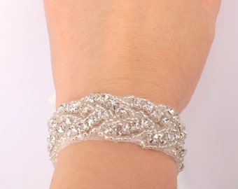 Lisa - Rhinestone and Ribbon Bridal Bracelet