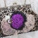LEOPARD PRINT Beaded HANDBAG - Lace and Ribbon Flowers and Vitage Jewel Purse