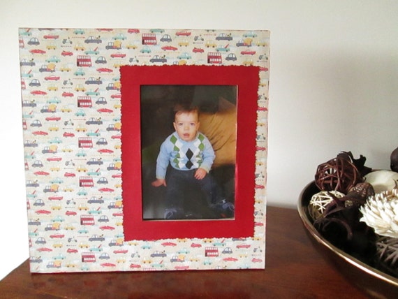 5x7 Car Themed Hand Decorated Picture Frame