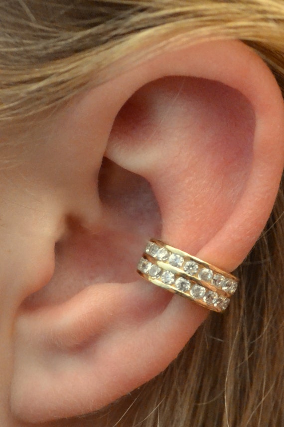 Channel Set Ear Cuff Two Rows Gold Vermeil by ChapmanJewelry