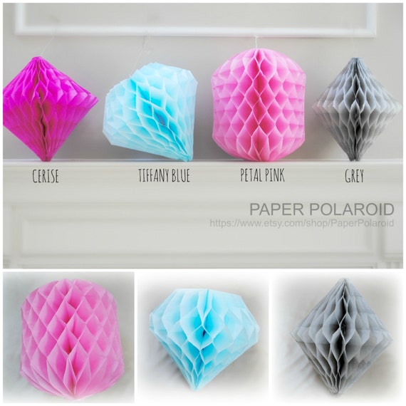Items similar to Geometric party gems, hanging tissue decorations on Etsy