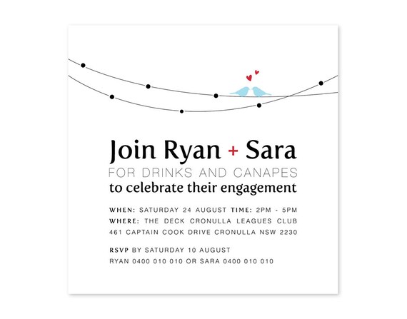 Printable Engagement Invitation - Love on a Wire Il_570xn