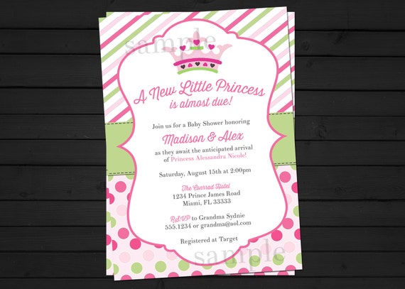 New Little Princess Baby Shower Invitation Digital File YOU-PRINT