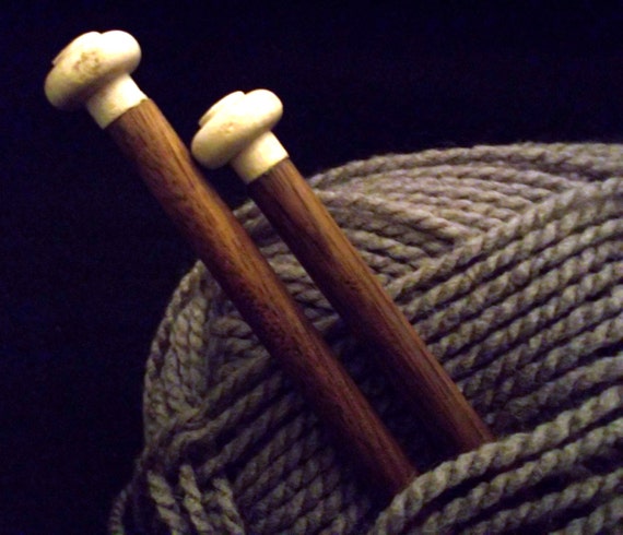 Large Walnut Wood Knitting Needles Handmade Size 15