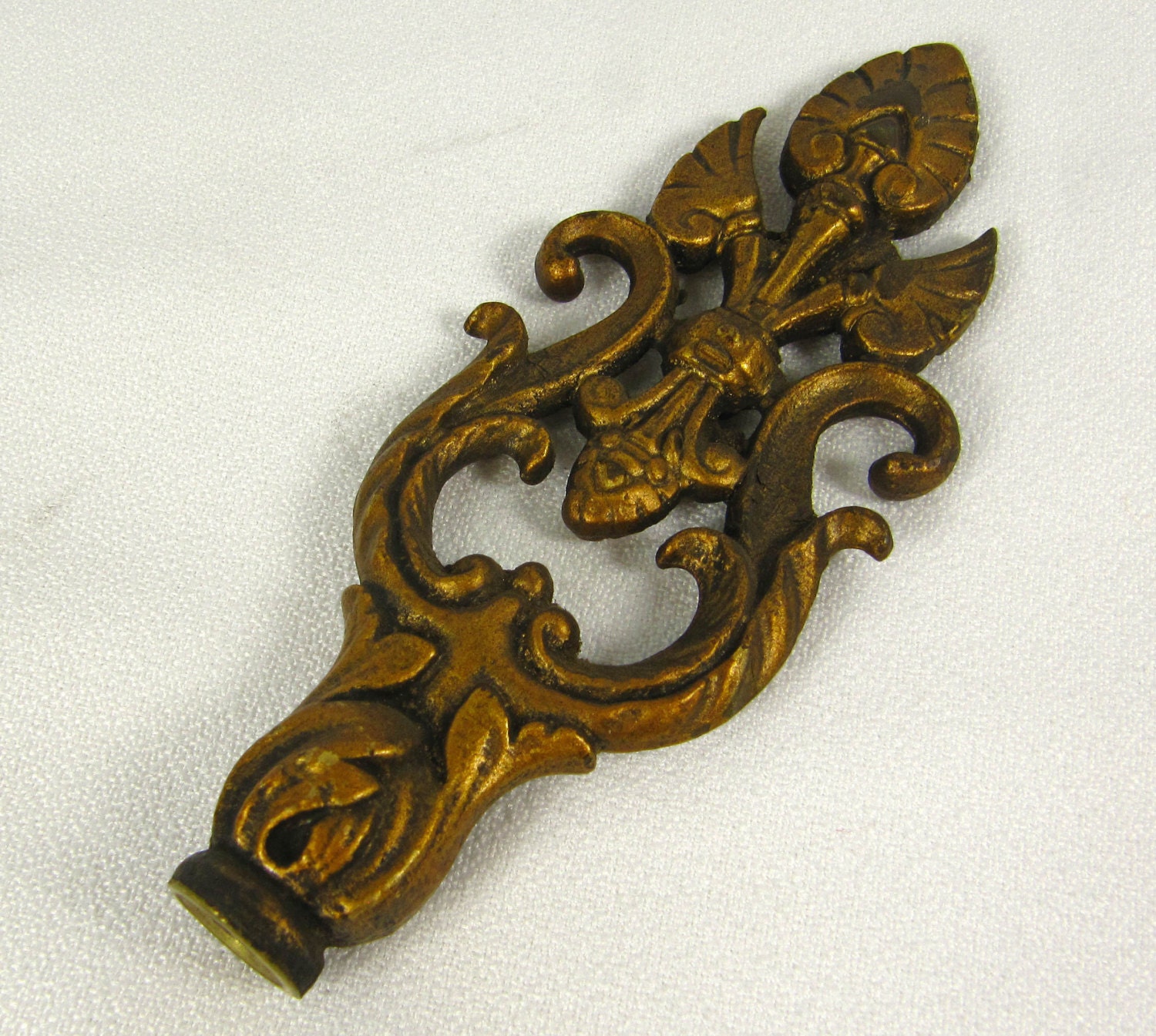 Vintage Lamp Finial Tall Metal Antique Bronze Finish Deco