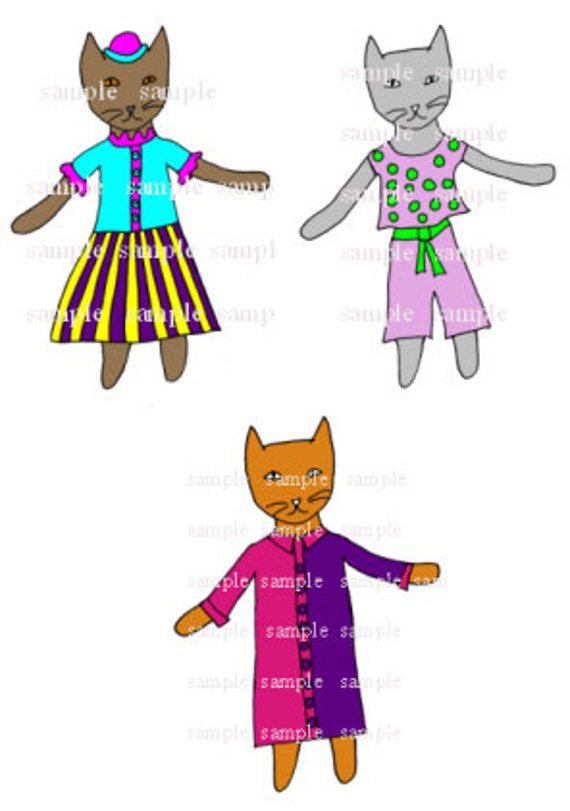 Items similar to Cat Coloring Pages, Color Your Cat, Fashion Cat ...