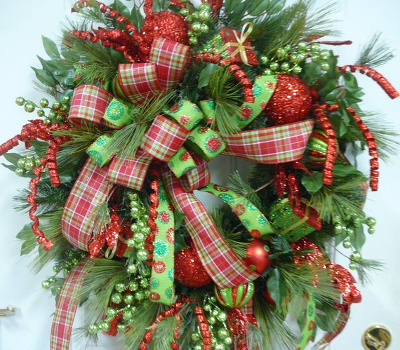 XXL Christmas Door Wreath Outdoor Holiday Wreath by LadybugWreaths