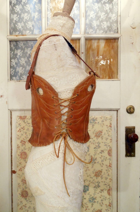 Handmade Leather Cowboy Boot Western Corset and Belt