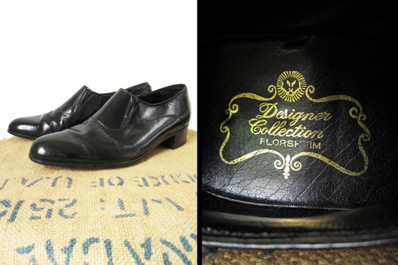 Vintage Florsheim Shoes Designer Collection Black Leather Slip On ...