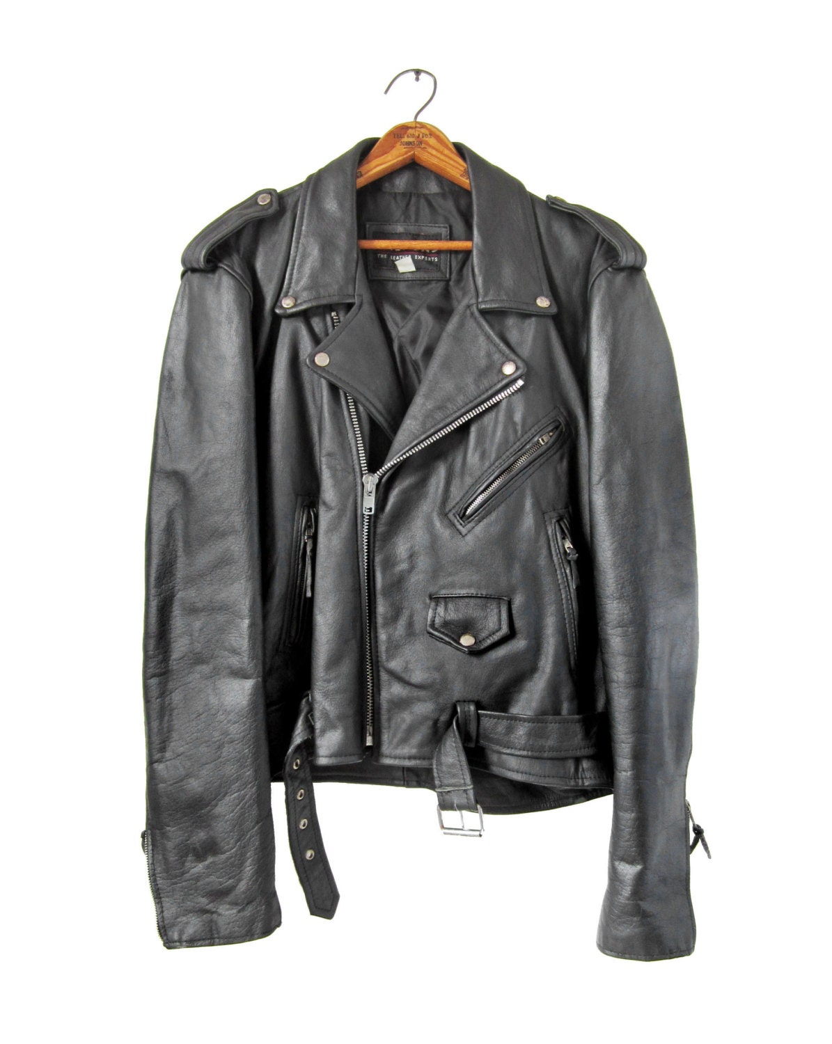 Vintage Black Leather Motorcycle Jacket 80s Wilsons Biker