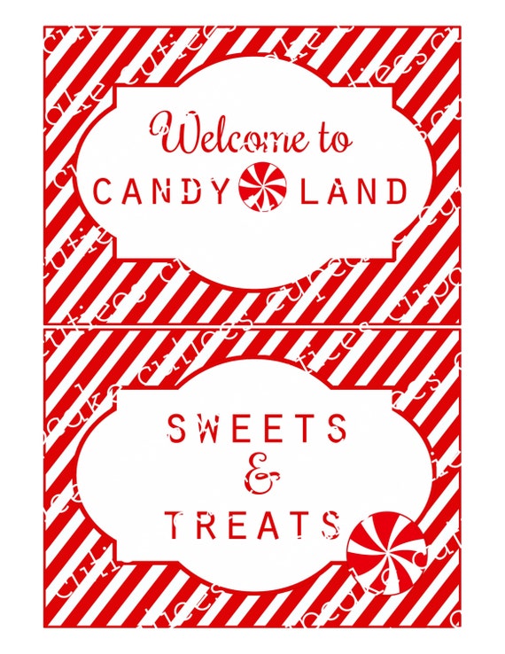 Christmas Candyland Sign 2 5x7 signs PRINTABLE U Print