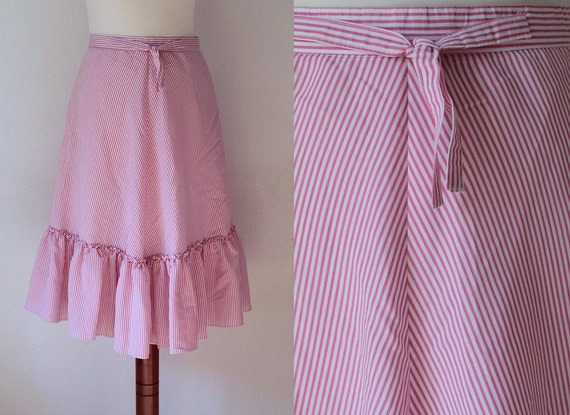 Items similar to Vintage Skirt - 1980's Pink Skirt with Stripes - Size ...